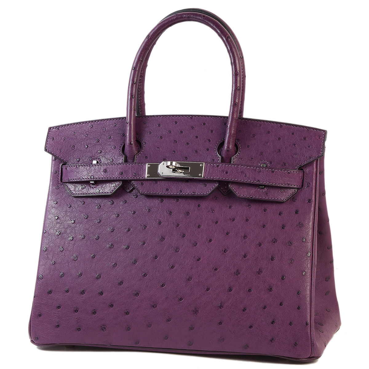 Hermes Birkin Handbag Purple Ostrich with Palladium Hardware 30