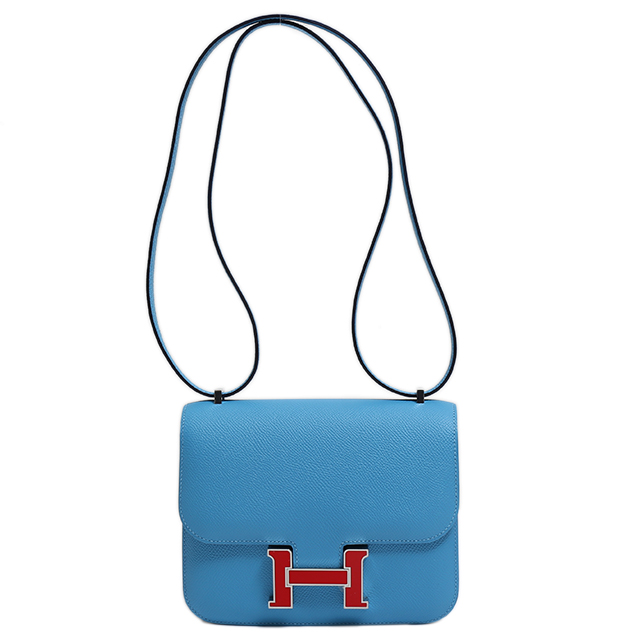 Sold at Auction: Hermes Bleu du Nord/Rouge de Coeur Constance III Mini