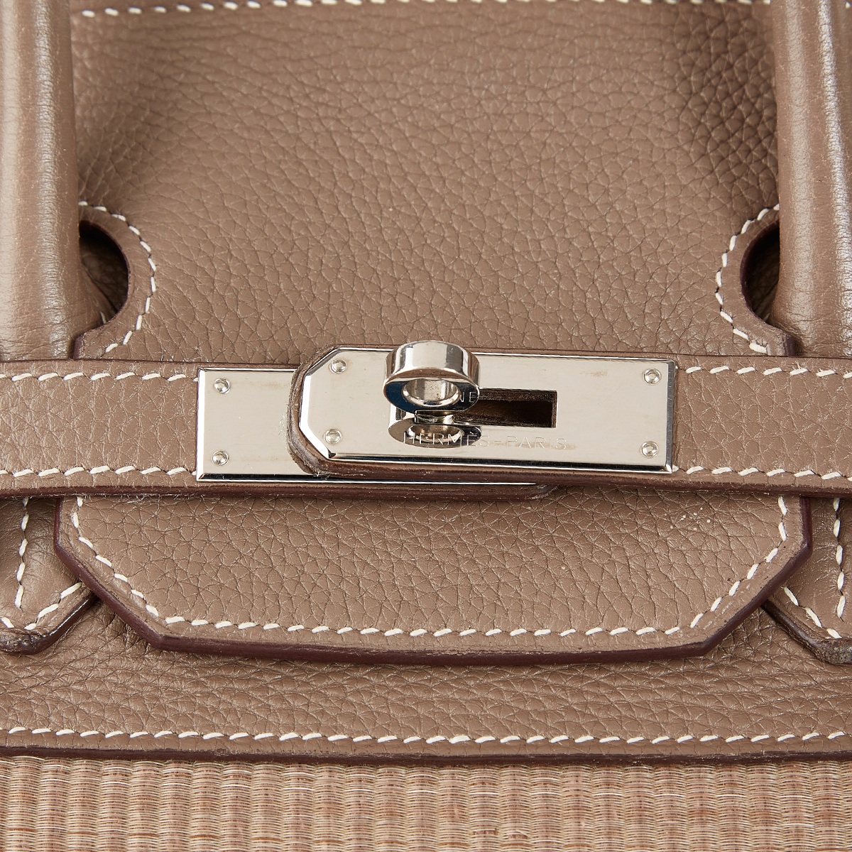 Hermes Etoupe Taurillon Clemence Leather Palladium Hardware Birkin 40 Bag