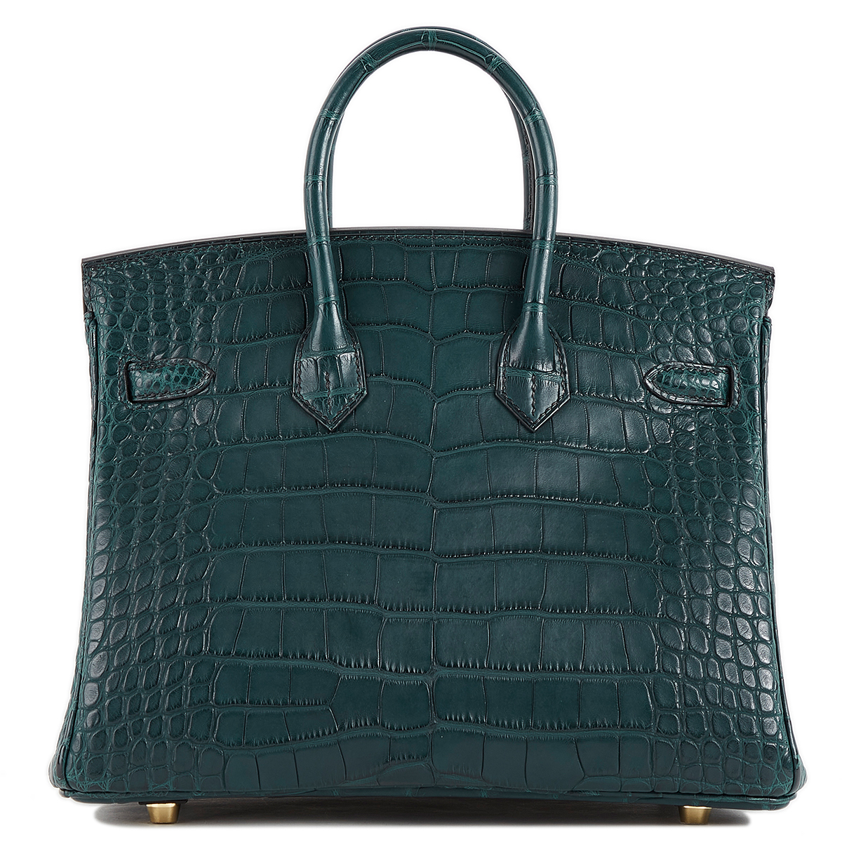 HERMÈS Matte Alligator Birkin 25 handbag in Vert Rousseau with Gold ...