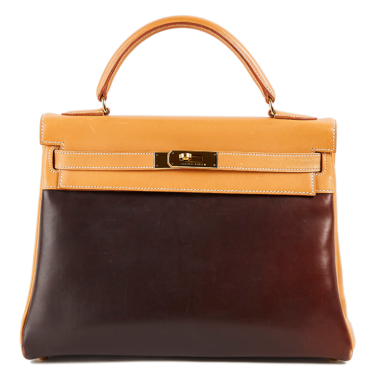 Hermes Kelly Handbag Vache Natural with Gold Hardware 32 Brown